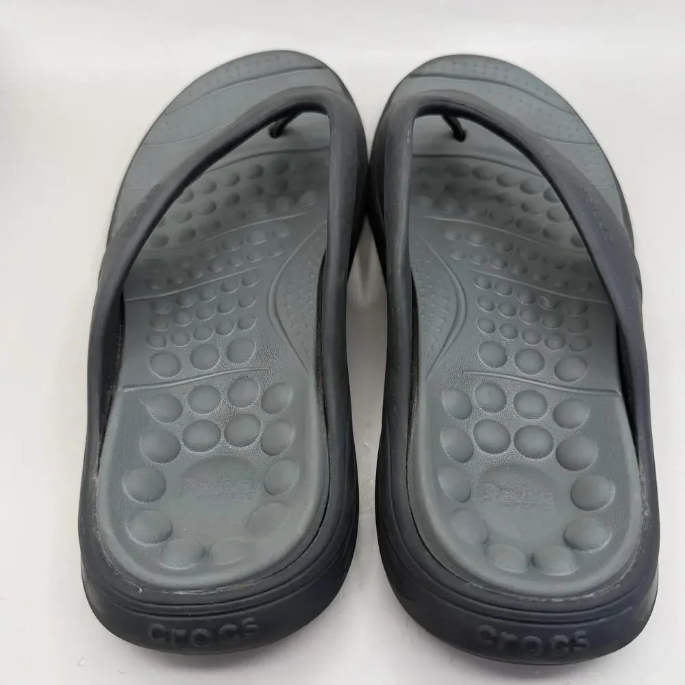 Crocs Reviva Sandals Shoes Mens Size 11 Gray Thong Flip Flop Comfort 205545